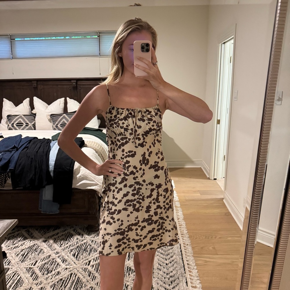 Lucy Paris Cow Print Spaghetti Strap Dress